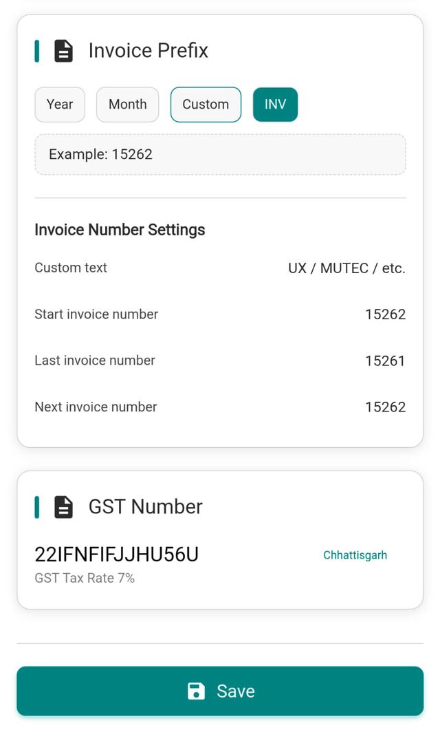 Invoice Settings