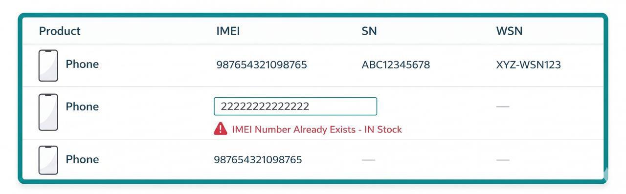 Duplicate stock entry error in mobile shop inventory management software