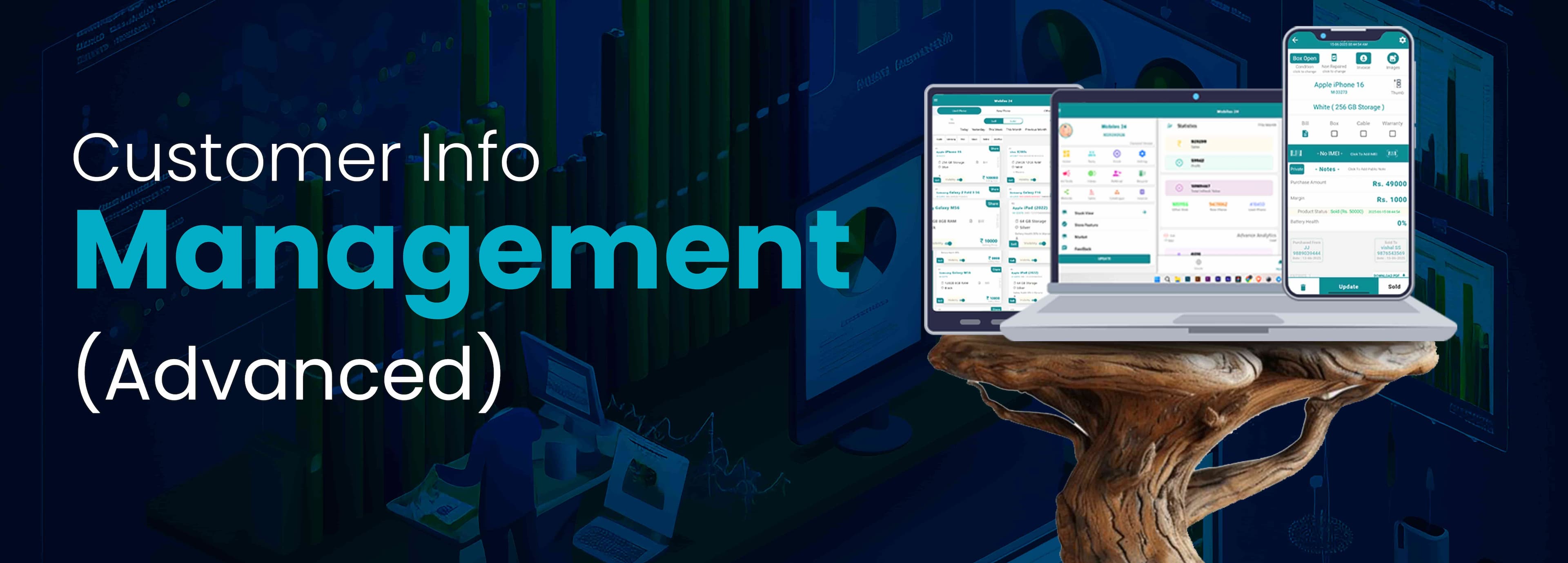 Advanced Customer Info Management in Phoneo Mobile Shop Software - Track History, Invoices, and Feedback